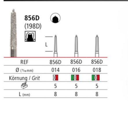 Бор алмазний циліндр із округленим кінцем із напрямною OkoDent (856D)